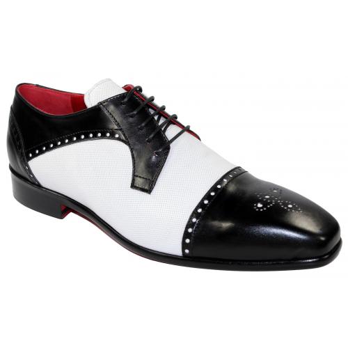 Emilio Franco 149 Black / White Genuine Calf / Calf Perforated Leather Shoes.